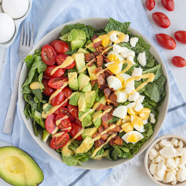 Honey Mustard Cobb Salad with Tomato, Avocado, Bacon, Egg & Feta