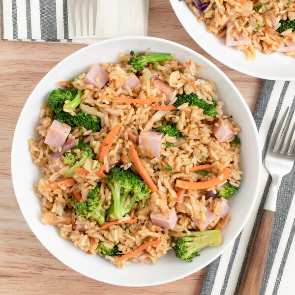 Spicy Ham Fried Rice with Broccoli, Cabbage & Ginger