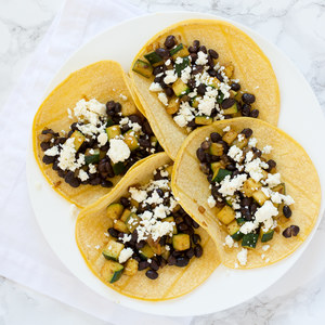 Zucchini & Black Bean Tacos with Feta