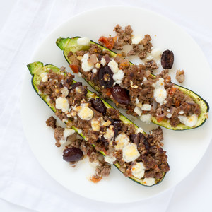 Greek-Style Stuffed Zucchini Boats with Ground Beef