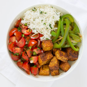 Tofu Burrito Bowl with Cilantro-Lime Rice & Pico de Gallo