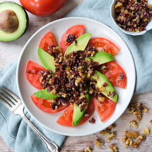 Avocado Tomato Salad with Walnut, Olive & Sun-Dried Tomato Tapenade