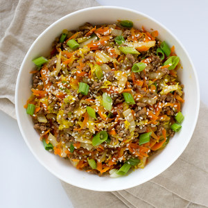 Ground Beef, Napa Cabbage & Carrot Stir Fry
