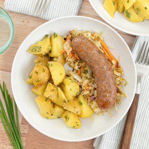 Baked Sausage with German-Style Cabbage & Honey Dijon Potatoes