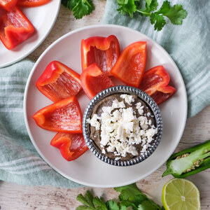 Black Bean Dip with Feta & Bell Pepper "Chips"