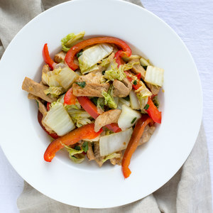 Napa Cabbage, Pork & Bell Pepper Stir Fry