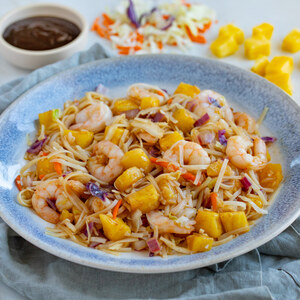 Hoisin Shrimp, Pineapple & Cabbage Stir-Fry with Rice Noodles