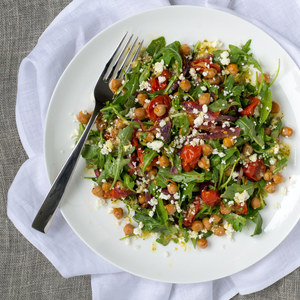 Roasted Chickpea & Tomato Salad with Arugula & Feta
