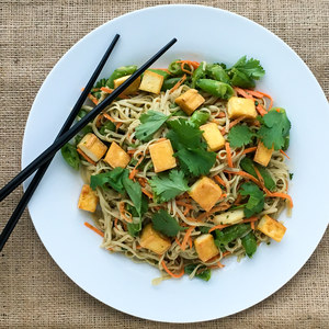 Tangy Peanut Soba Noodle Salad with Crispy Tofu