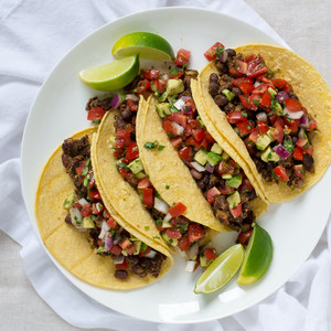 Black Bean Tacos with Tomato & Avocado Salsa