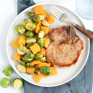 Pork Chop with Italian Seasoned Brussels Sprouts & Butternut Squash