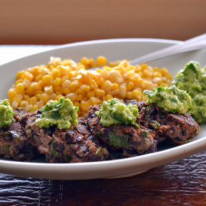 Southwestern Black Bean Cakes with Guacamole & Corn