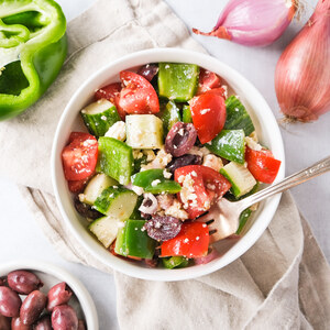 Greek Salad with Cucumber, Bell Pepper, Tomato, Feta & Olives