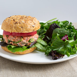 Salmon Burgers with Mixed Greens