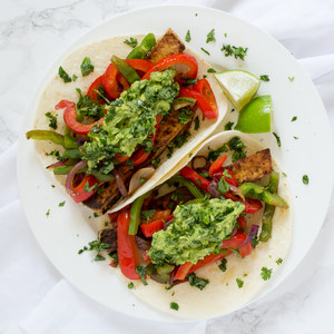 Tofu & Bell Pepper Fajitas with Guacamole