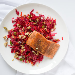 Pan-Fried Salmon with Carrot, Beet & Apple Slaw