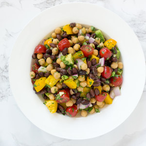 Black Bean, Chickpea & Avocado Salad with Bell Pepper & Tomatoes